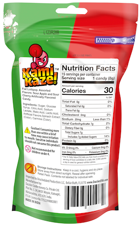 KAMIKAZE FLAT SUCKERS | CHERRY/APPLE HARD BOILED CANDY FLAT LOLLIPOP