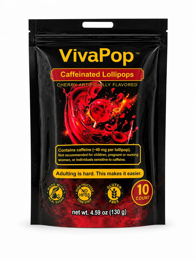 VivaPop Caffeinated Lollipops bag