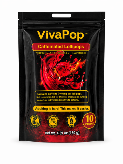 VivaPop Caffeinated Lollipops bag