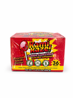 Kamikaze sour bubble gum filled lollipop display box, 36 count
