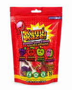Kamikaze Pops sour bubble gum filled lollipops bag
