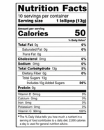 VivaPop Vitamin C lollipop nutrition and supplement facts label