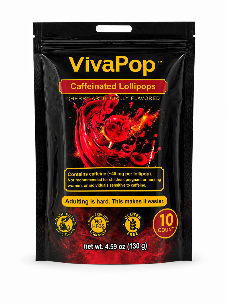 VivaPop Caffeinated Lollipops bag