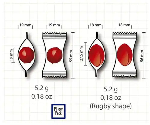 Hard candy, rugby shape