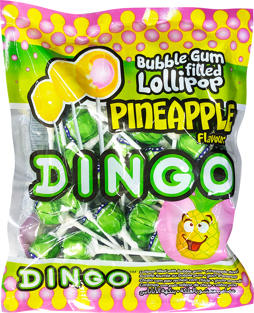 Dingo pineapple bubble-gum-filled lollipops